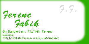 ferenc fabik business card